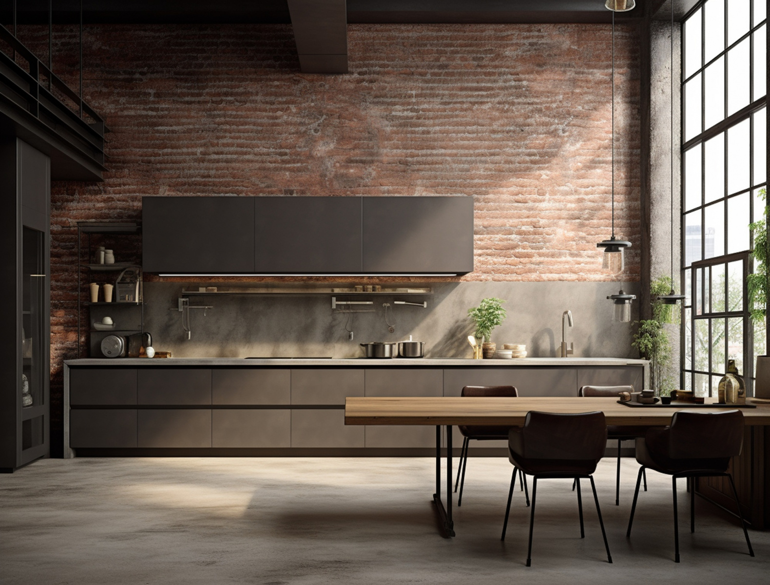 Встраиваемые кухни в стиле лофт в офис